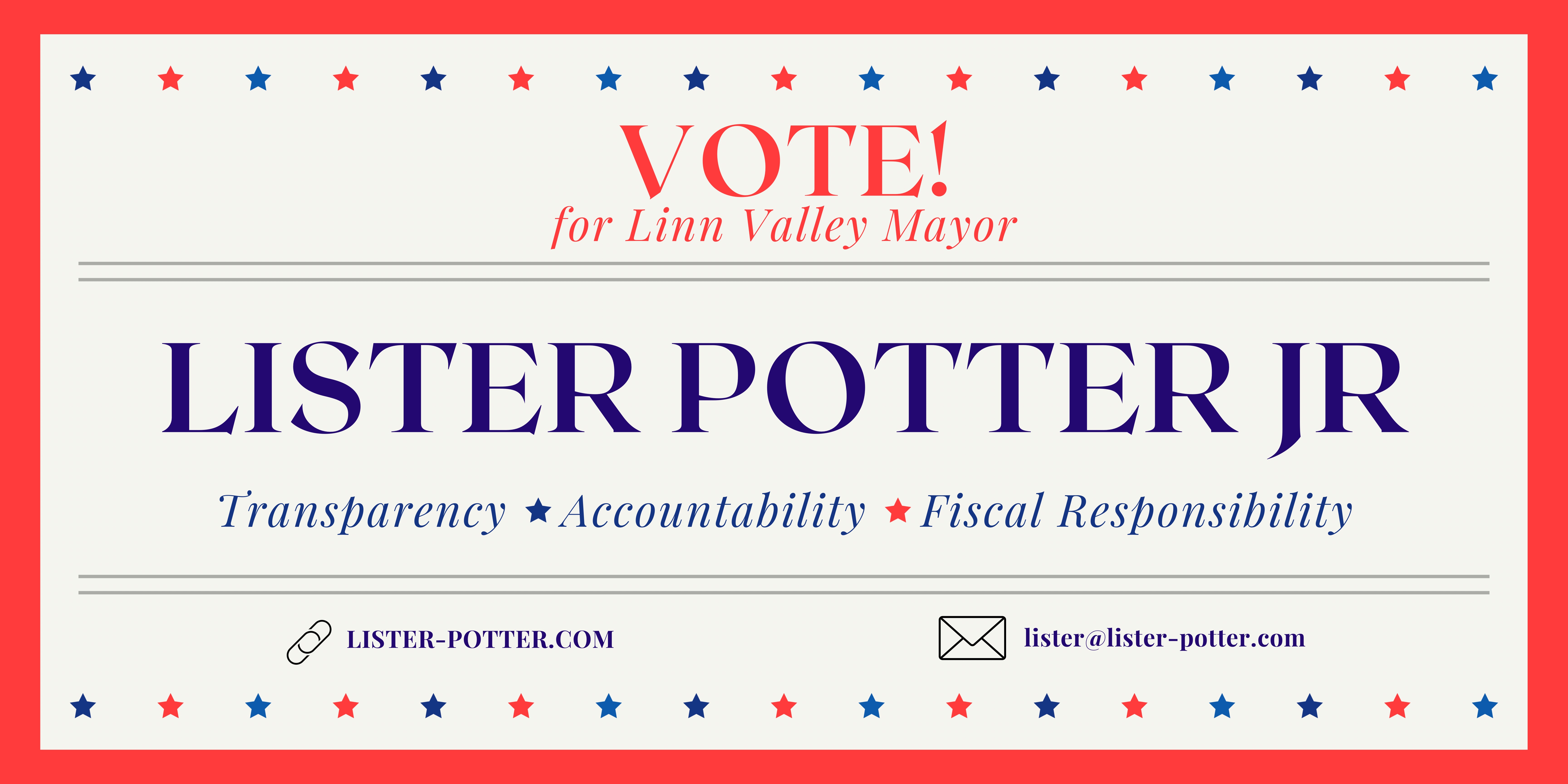 Lister Potter for Mayor Campaign Banner